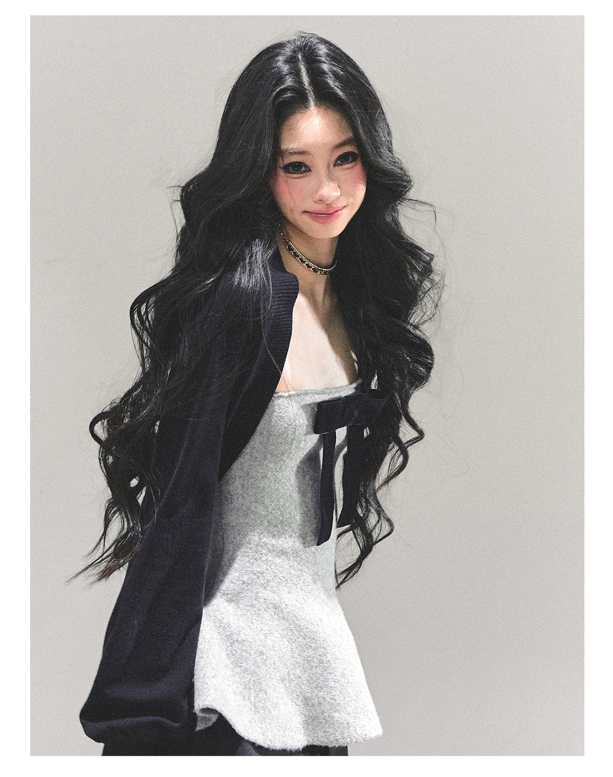 少也眼 "Lingering Warmth" Princess-Style Two-Piece Winter Set - Gray/Black 543545141