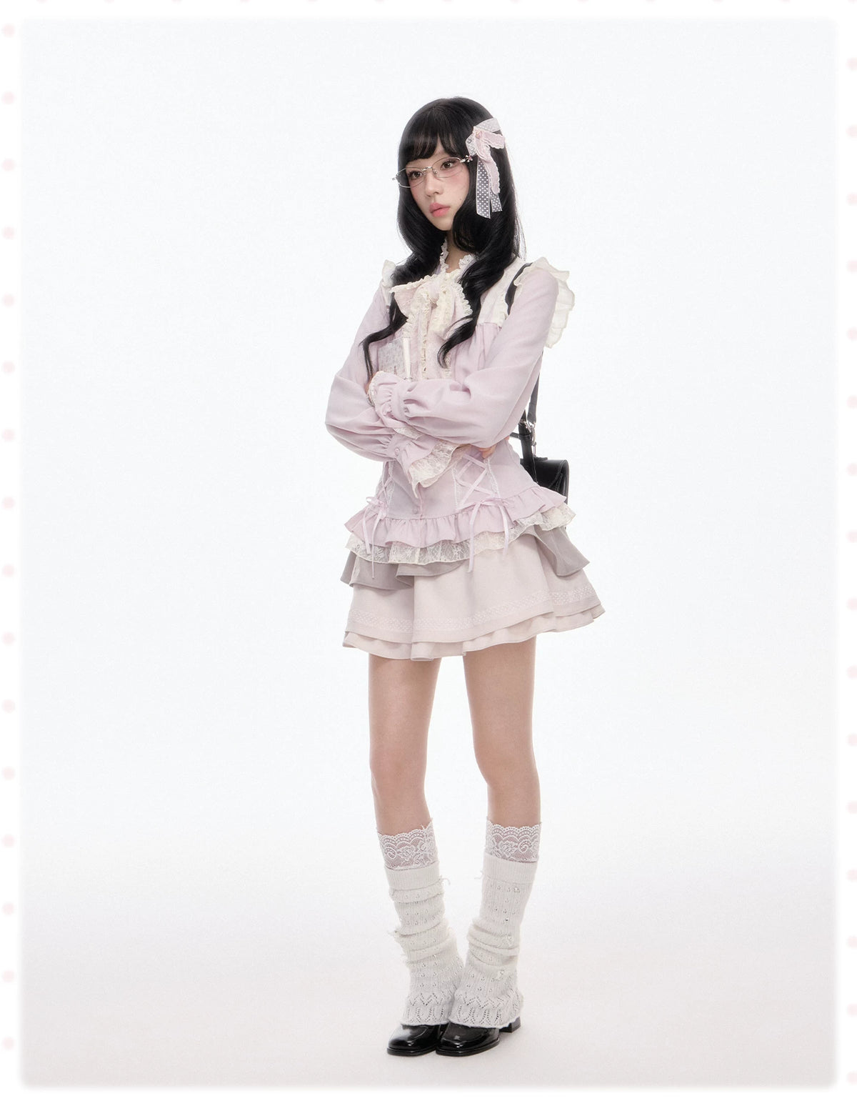 “Melody Mark!” Pink Shirt + Tiered Skirt + Bloomers Set