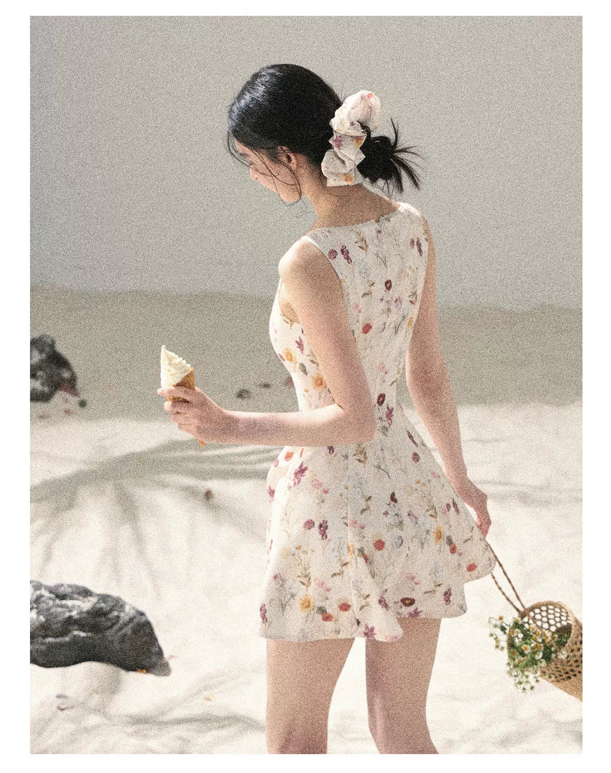 "Chamomile Summer" Dutch Cheese Floral Lace Pinafore Mini Dress 46345