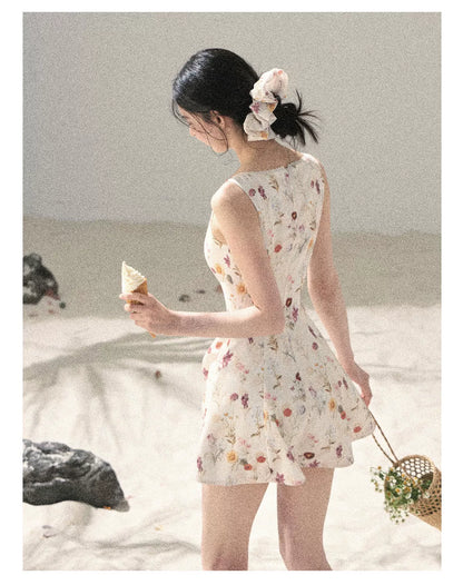 "Chamomile Summer" Dutch Cheese Floral Lace Pinafore Mini Dress 46345