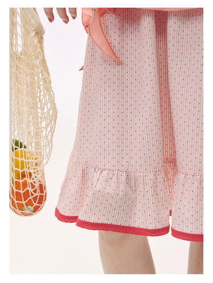 "Rosy Picnic" Pink Polka Dot A-Line Mini Skirt