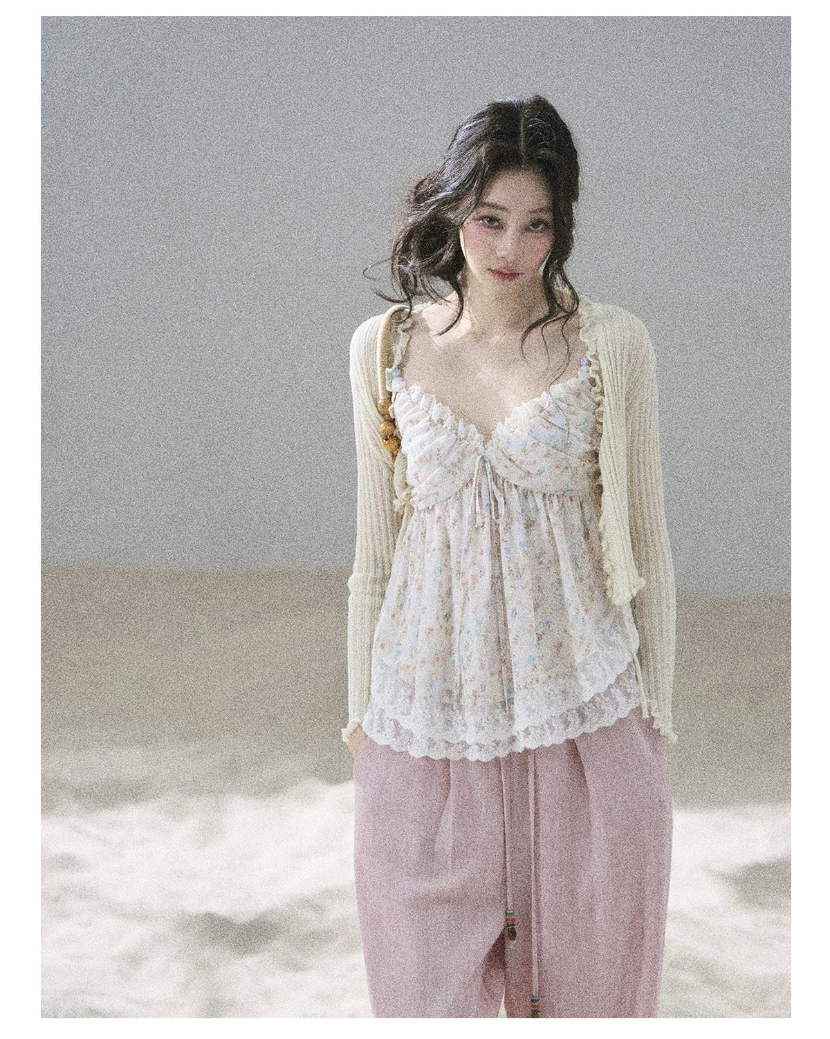 "Follow the Sea Breeze" Lightweight Straight-Leg Wide-Leg Pants (Lotus Pink/ Gray Sage Green/ Gray Blue)
