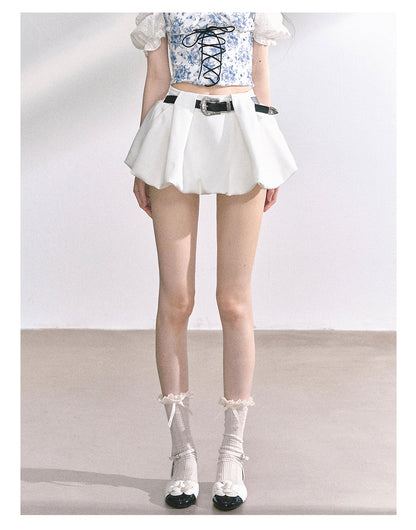 少也眼 “City Muse" High-Waist Tulip Mini Skirt - White 7520678