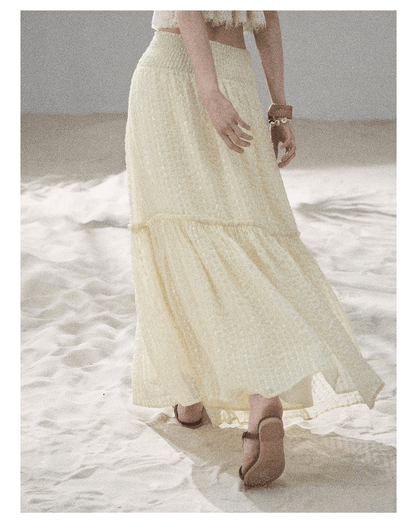 "Whispering Wheat Fields" Sage Mist Lace Maxi Skirt