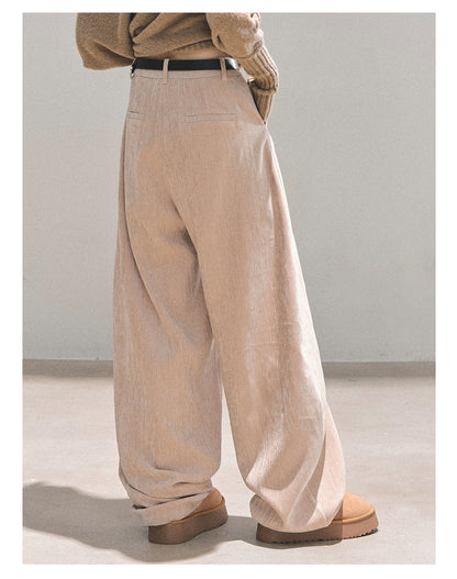 少也眼 “Sunset & Glance” Relaxed Vintage Wide-Leg Trousers with Belt - Light Coffee 1118-2