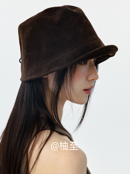 Suede Bucket Hat – Mocha Brown Wide Brim Hat
