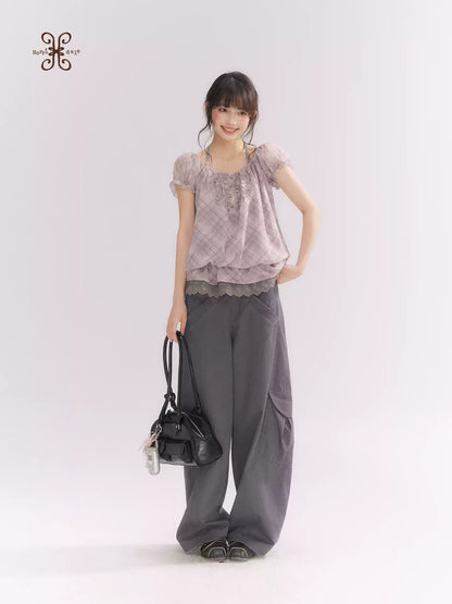 “Pear Shape Genius” Dusty Mauve Washed Cotton Cargo Pants