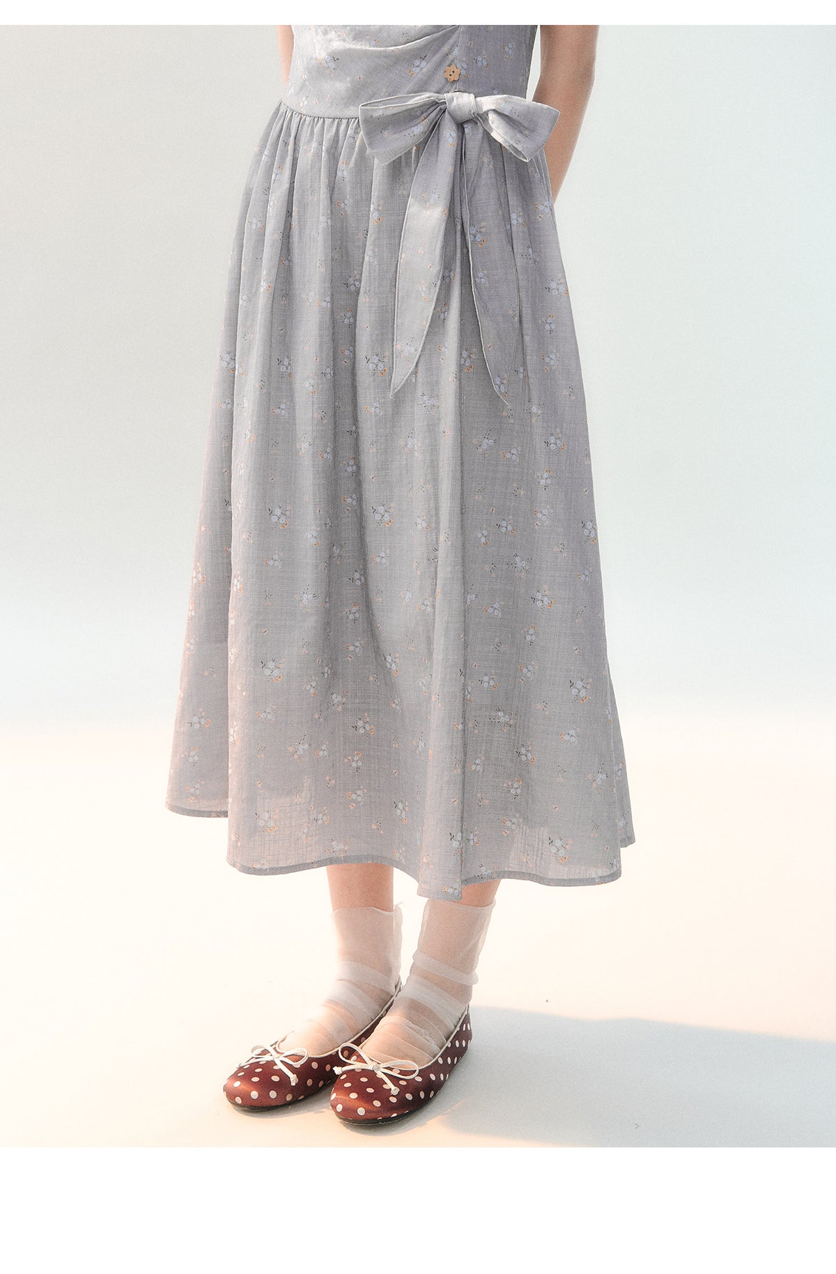 [CAN] "Lavender Mist Letter" Smoky Lavender Floral Bow Dress