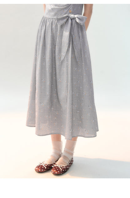 [CAN] "Lavender Mist Letter" Smoky Lavender Floral Bow Dress