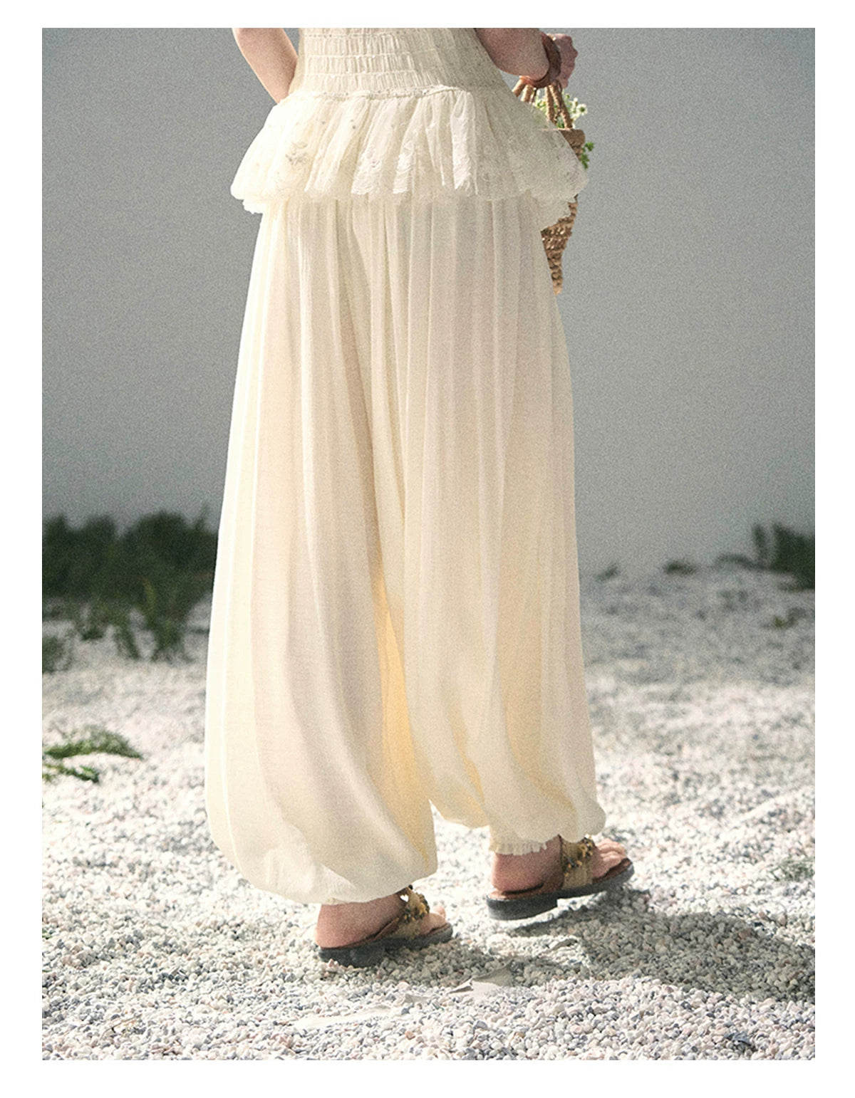 "Fallen Into Your Gaze" Dutch Cheese Lace Top & Jogger Pants Two-Piece Set