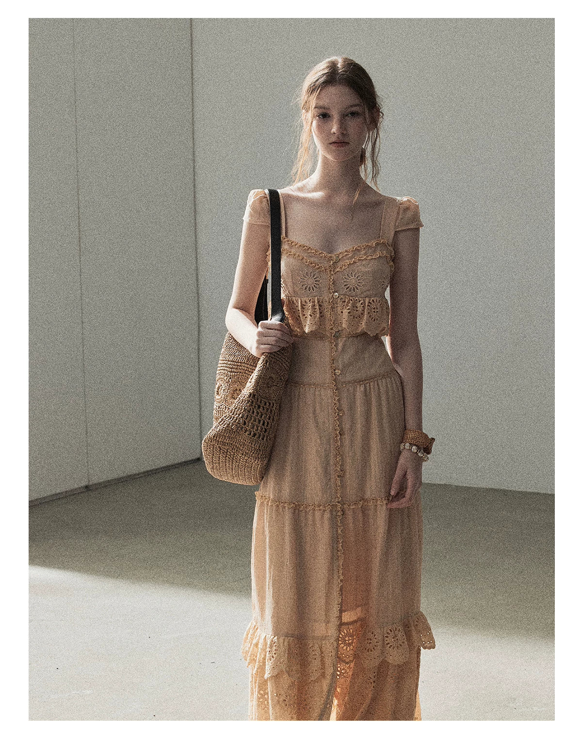 "Where May Meets the Sea" Cinnamon Pink Ruffle Tiered Maxi Dress