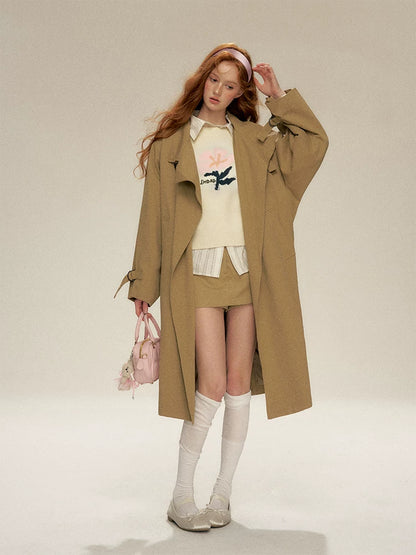 Khaki Longline Trench Coat