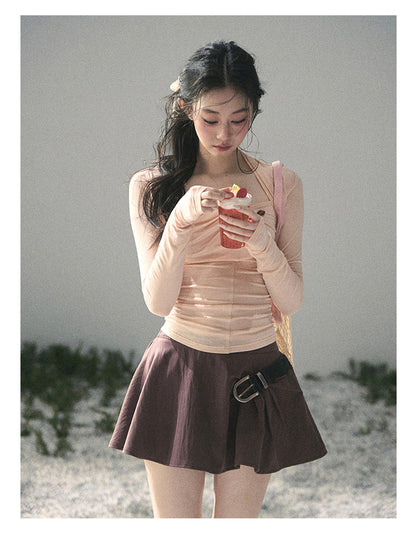 “Soft Evening Breeze” Coral Pink Layered Halter Top