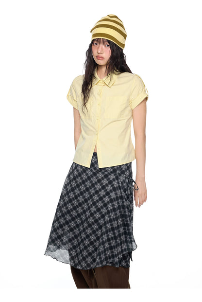 EZEK | Gingham Check Short Sleeve Shirt with Adjustable Sleeves