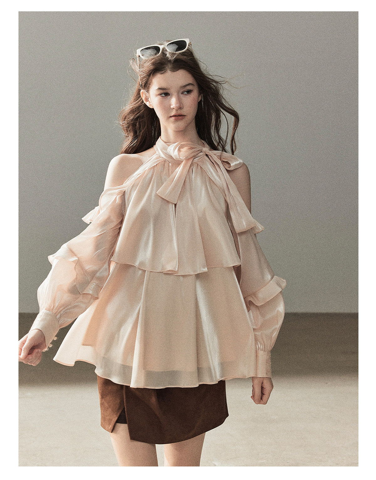 170726 "Pearlescent Glow" Pearl Pink Satin Halter Blouse