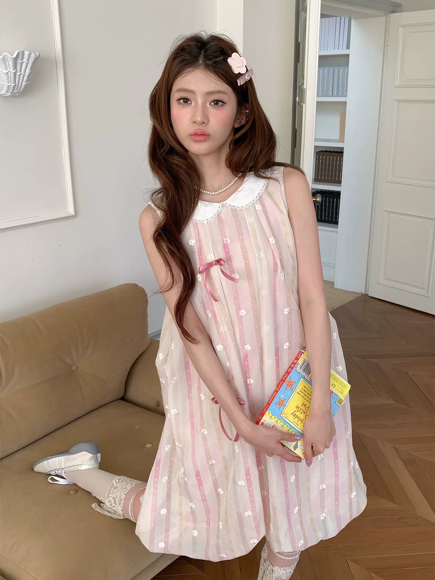 “Peach Soda Dream” Blush Pink Bubble Hem Dress