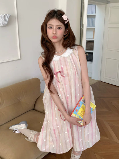 “Peach Soda Dream” Blush Pink Bubble Hem Dress