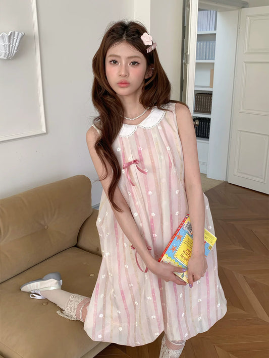 “Peach Soda Dream” Blush Pink Bubble Hem Dress