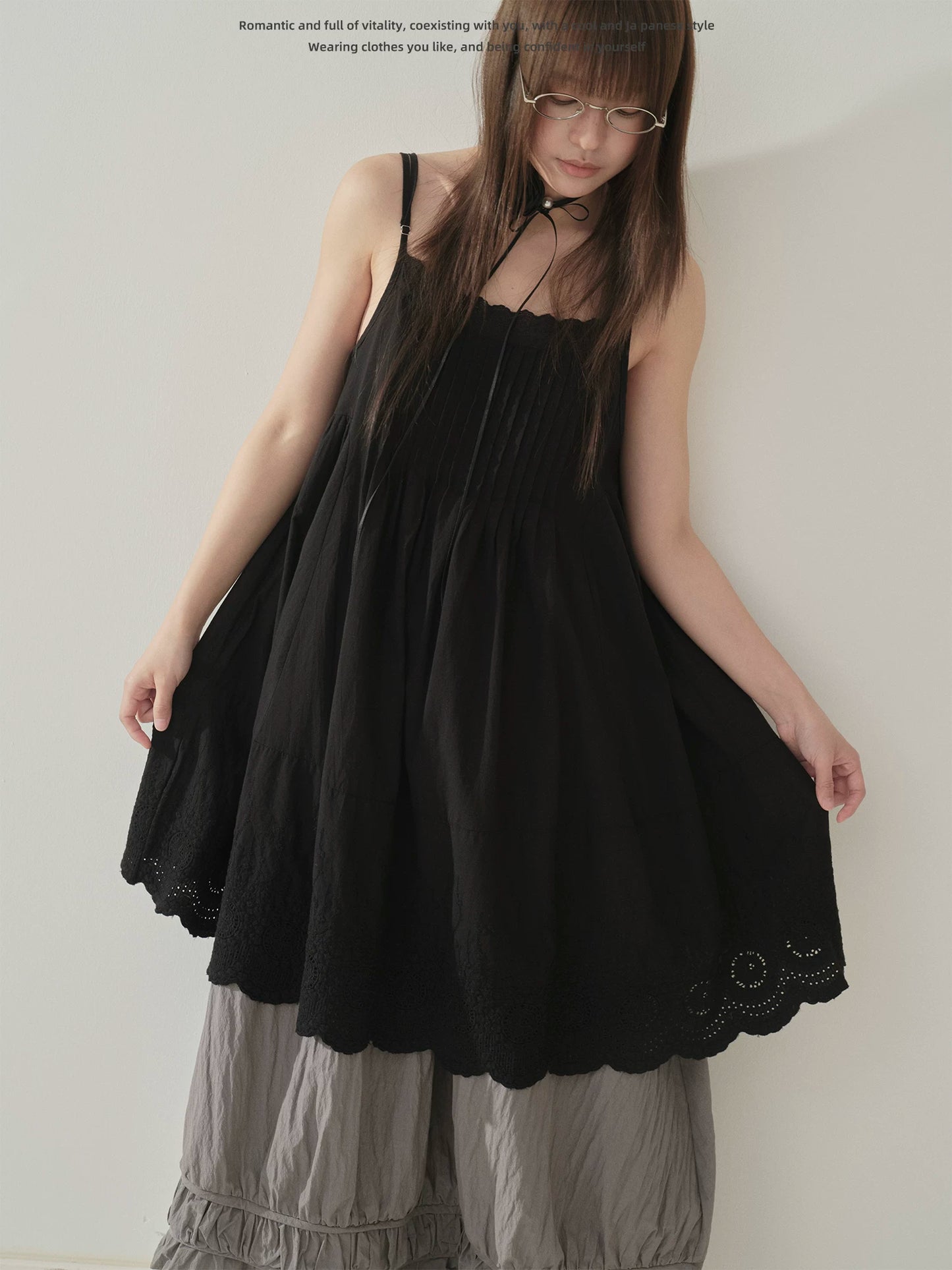 "Lace Whisper" Black Layering Lace Cami Top