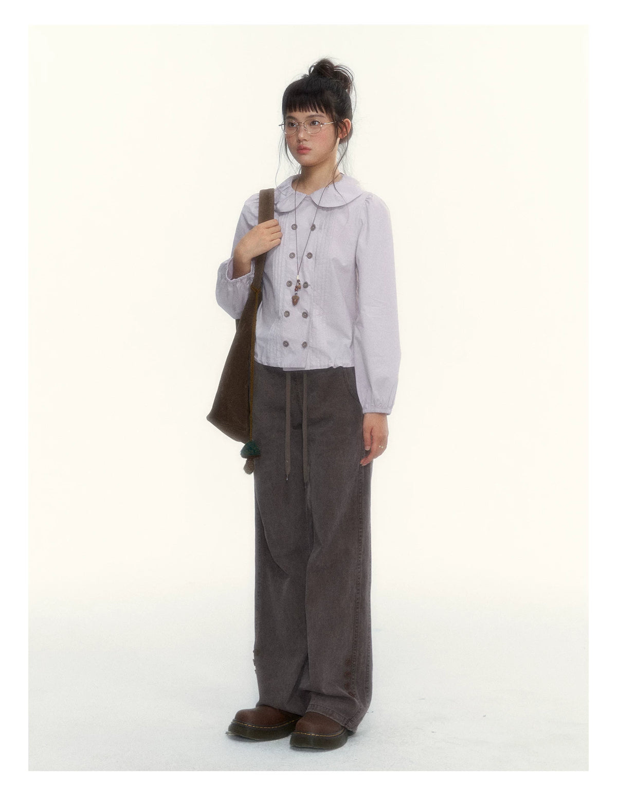 "A Season Called Autumn" Coffee Brown Vintage Washed Wide-Leg Utility Pants