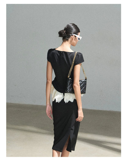 "Her Black & White Poem" Elegant Contrast Two-Piece Set