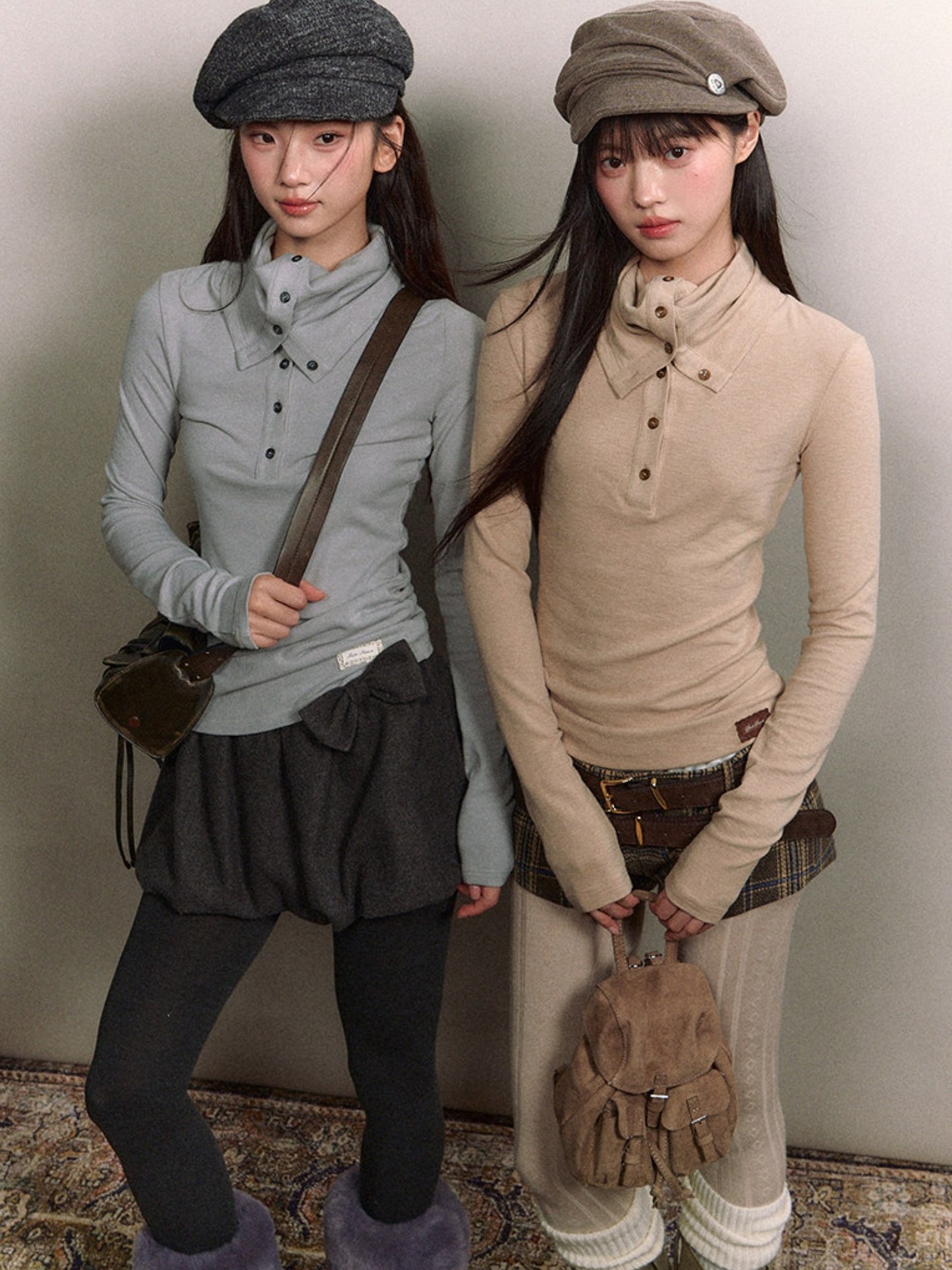 Soote Season - Korean Retro Slim-Fit Mock Neck Knit Base Top