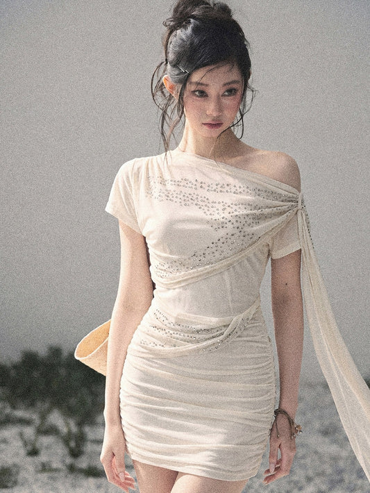 “Frosted Kiss” Milk Apricot Mini Dress