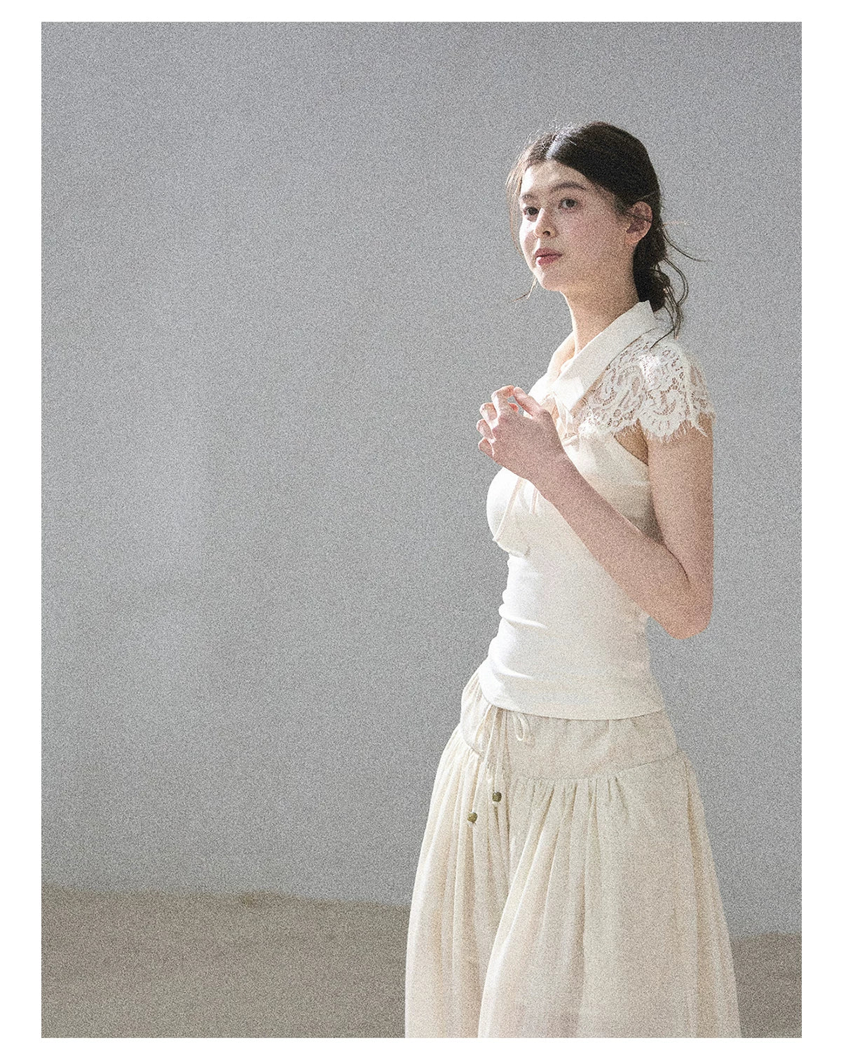 "Moonlit Rose Sonata" Cream Ivory Cami Top & Cape Set