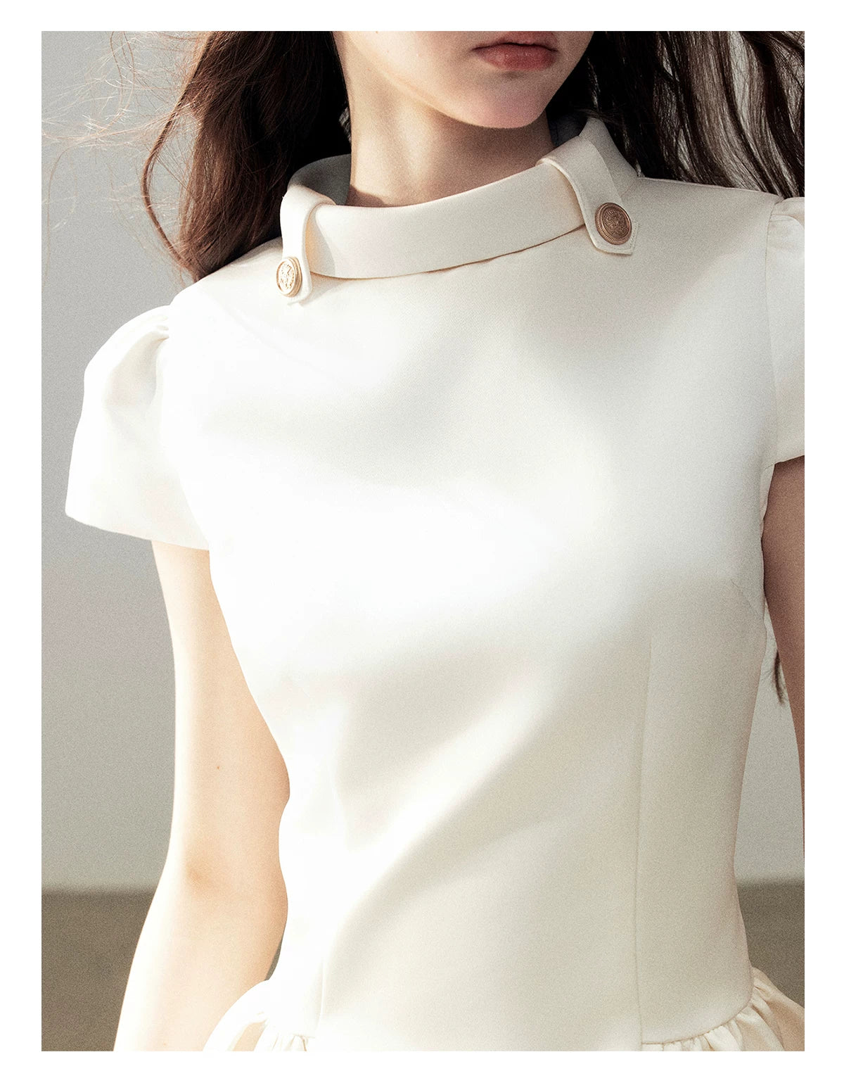 "Light Above the Clouds" Cream Ivory Satin Fit & Flare Mini Dress