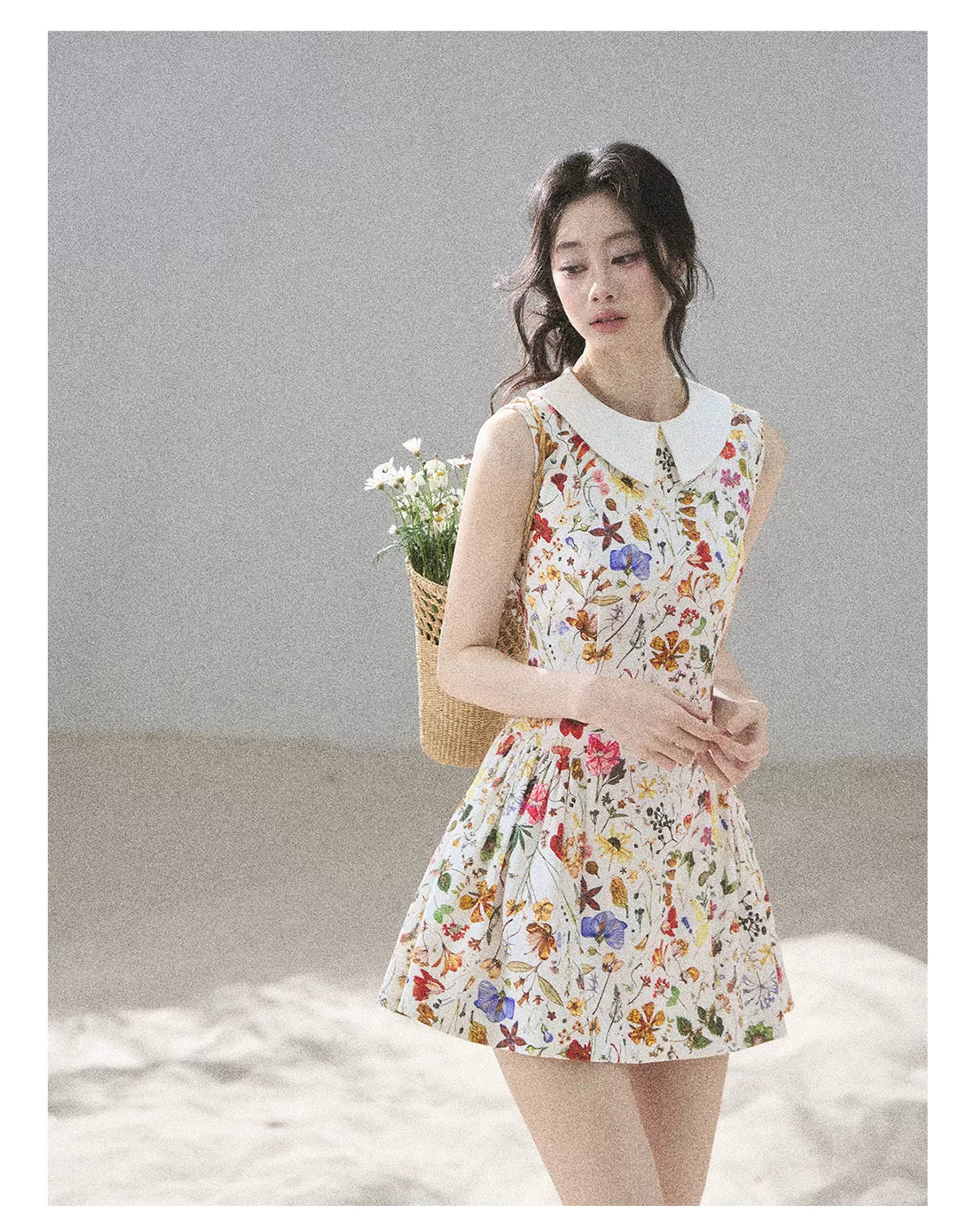 "Fallen Petals" Fleur White Floral Mini Dress