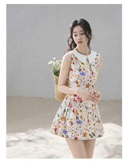 "Fallen Petals" Fleur White Floral Mini Dress