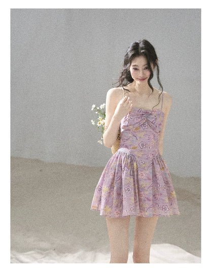 "Iris Bloom" Purple Iris Cami Mini Dress