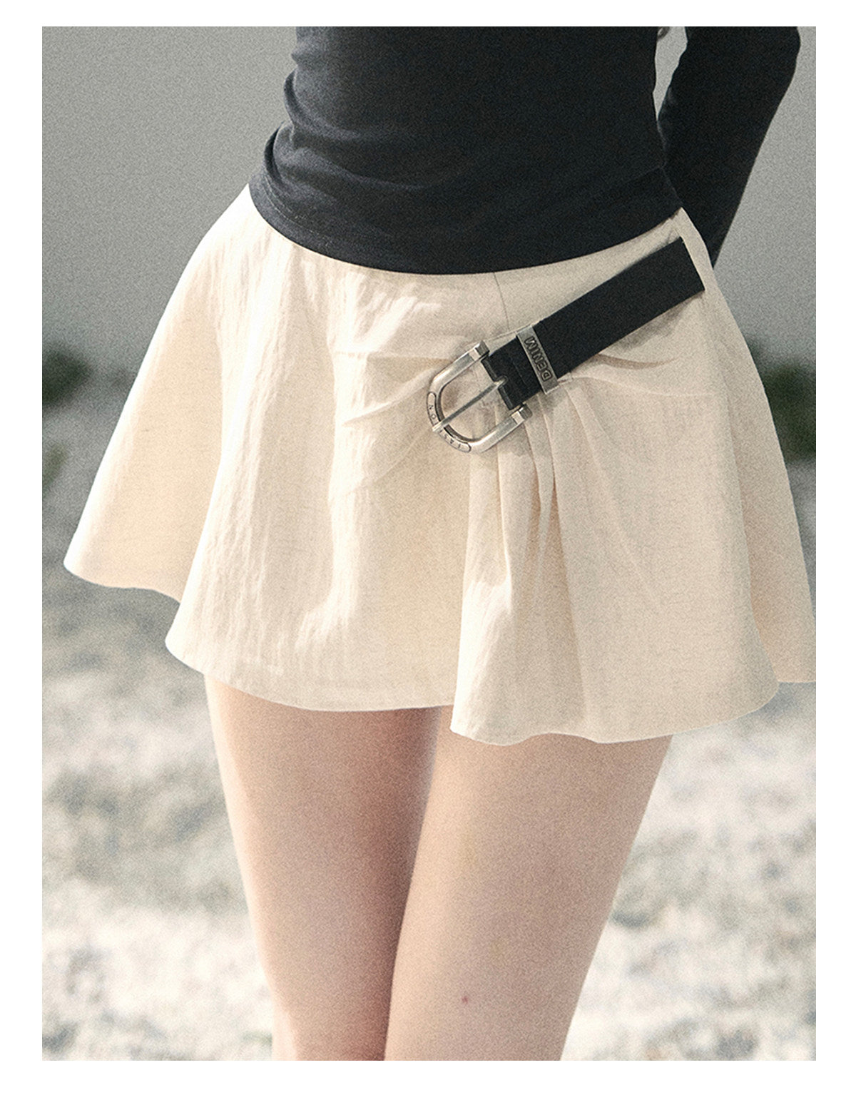 “Corridor Chimes” Dutch Cream A-Line Puff Mini Skirt