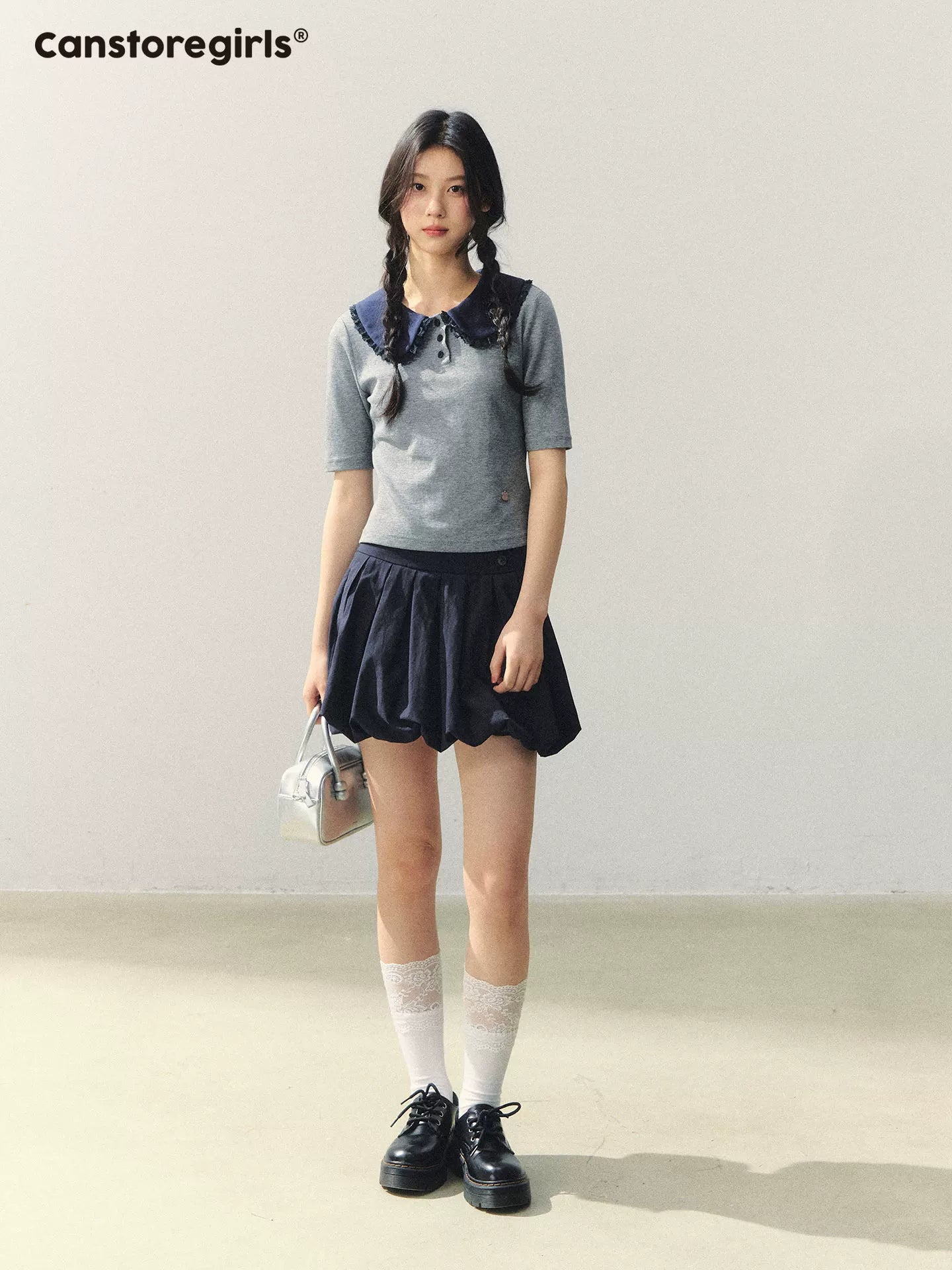 "Milky Pleats Mood" Bubble Hem Pleated Mini Skirt LL2026008