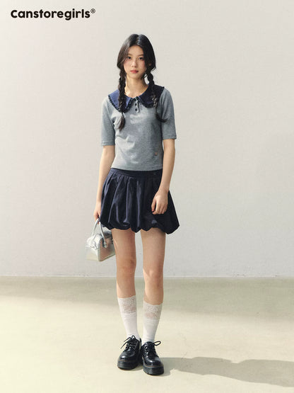 "Milky Pleats Mood" Bubble Hem Pleated Mini Skirt LL2026008
