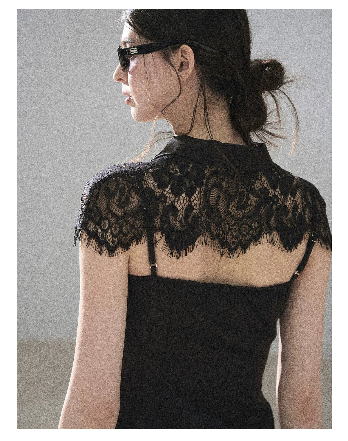 "Moonlit Rose Sonata" Tranquil Black Lace Mini Dress & Cape Set