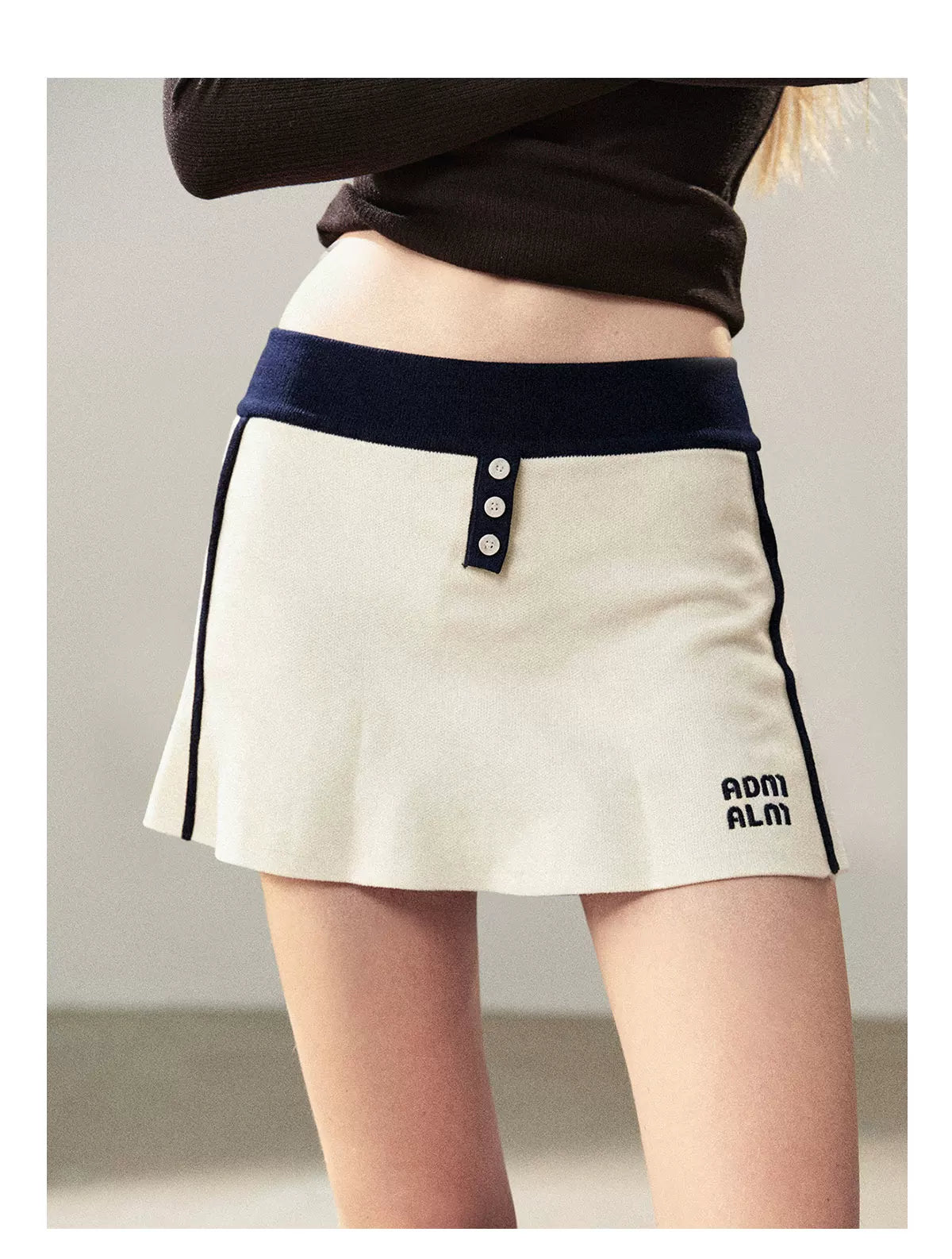 AOMALM - "Navy in Negative Space" Navy Academy-Style Knit Two-Piece Set