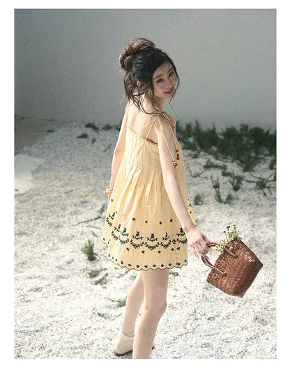 “Ripples Along the Hem” Butter Yellow Reversible Babydoll Dress