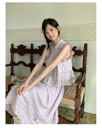 “Taro Polka Reverie” Lavender Polka Dot Skirt Set