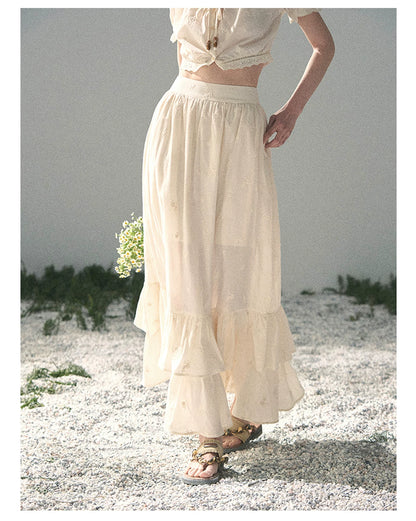 “Fallen Into the Garden” Dutch Cream Two-Piece Skirt Set 5635432