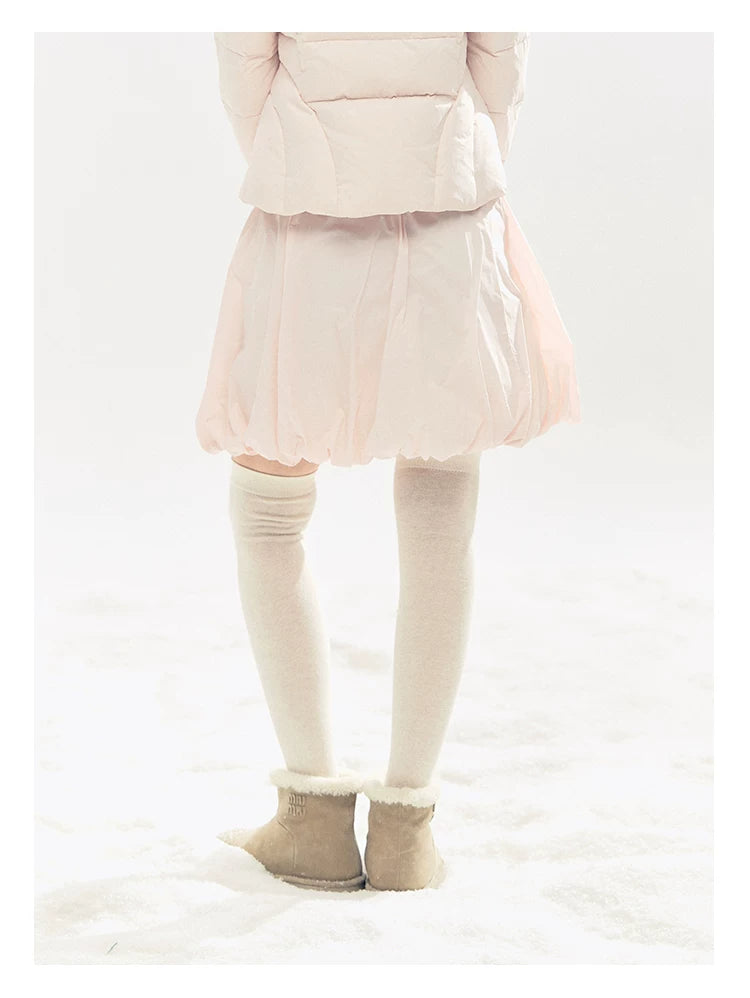 "Pink Bébé" Belle Pink Ballet Down Jacket & Quilted Bubble Mini Skirt Set