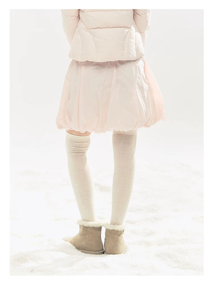 "Pink Bébé" Belle Pink Ballet Down Jacket & Quilted Bubble Mini Skirt Set