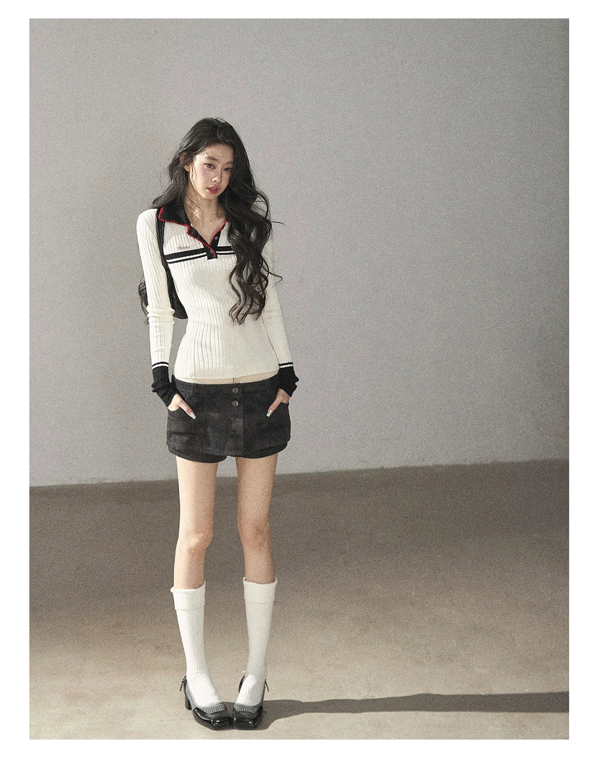 AOMALM - "Among the Oak Trees" Sophisticated Gray Faux Suede Skort