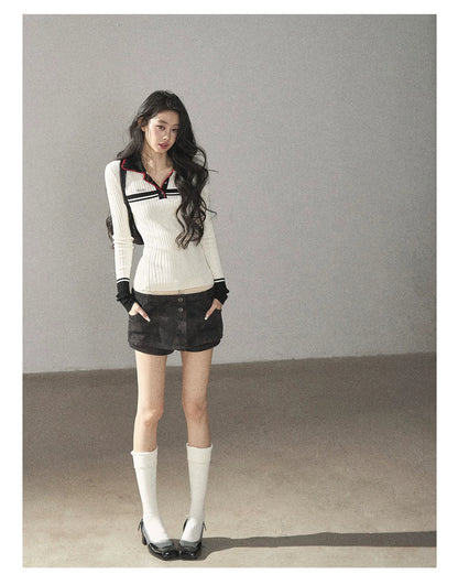 AOMALM - "Among the Oak Trees" Sophisticated Gray Faux Suede Skort