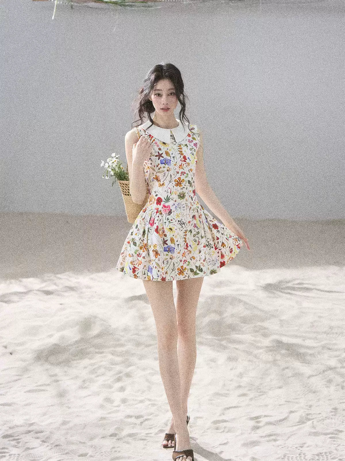 "Fallen Petals" Fleur White Floral Mini Dress