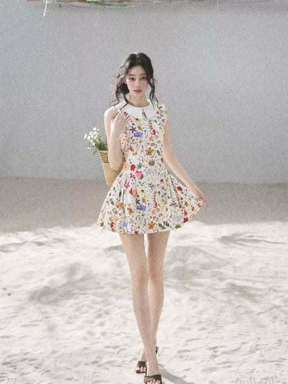 "Fallen Petals" Fleur White Floral Mini Dress