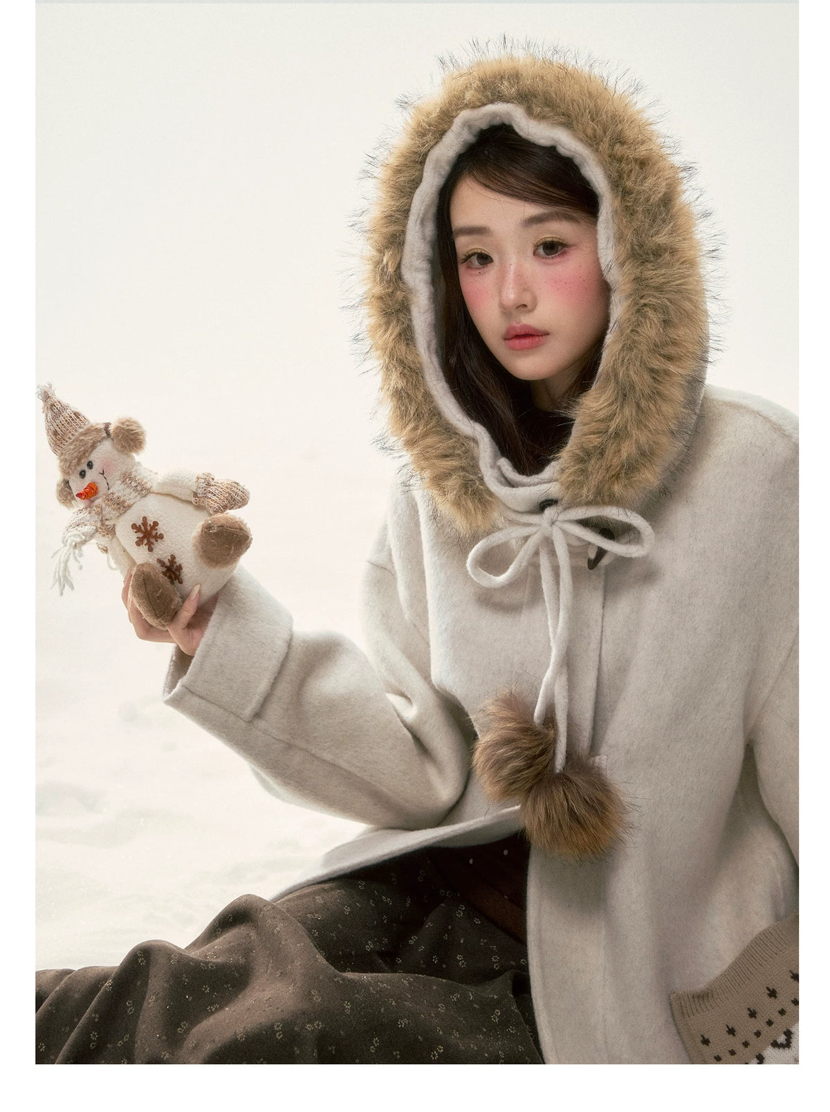 BIBIBENCY - Ivory 70% Wool Fair Isle Coat