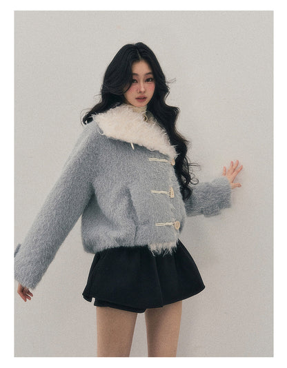 少也眼 "I Drown in Blue" Padded Winter Coat - Glacier Blue