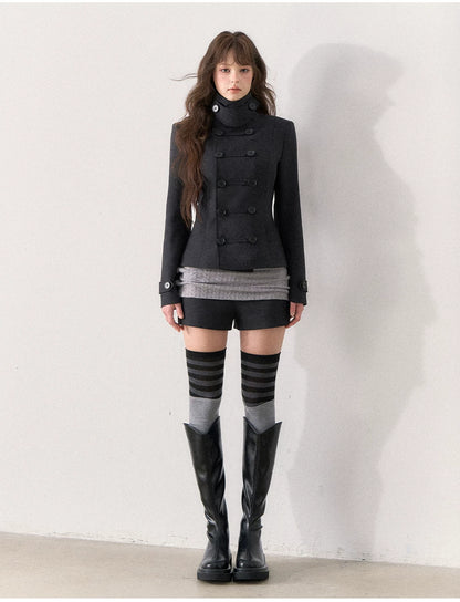 [TMMG] Napoleon-Inspired Double-Breasted Blazer & Cuffed Shorts Set