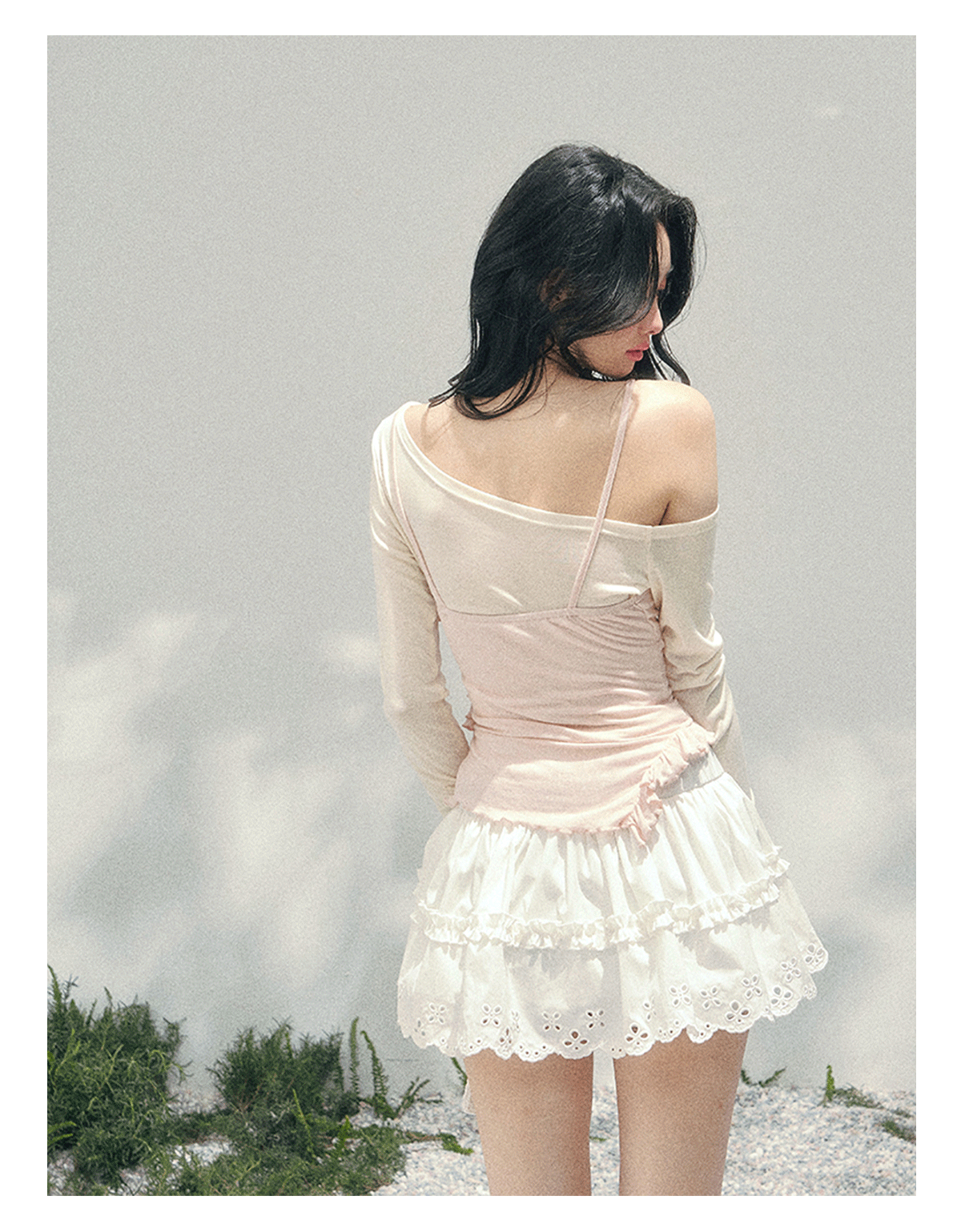 “Sugar Frosted Tenderness” Off-Shoulder Ruched Tee